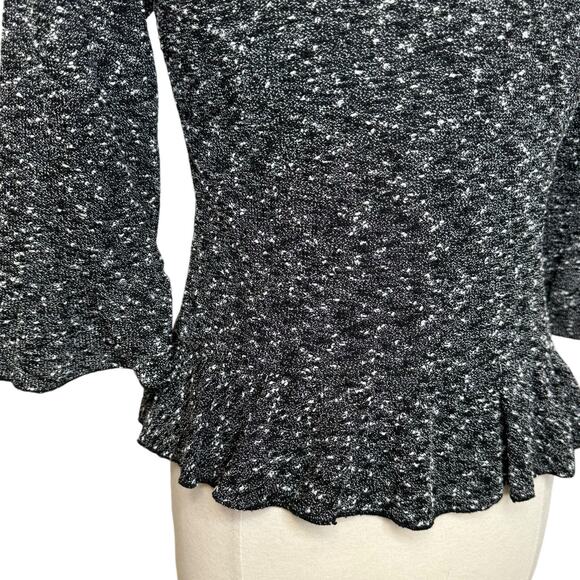 Cynthia Rowley Black/White Boucle Tweed Ruffle Collar Trim Jacket Blazer Size M - Picture 12 of 14